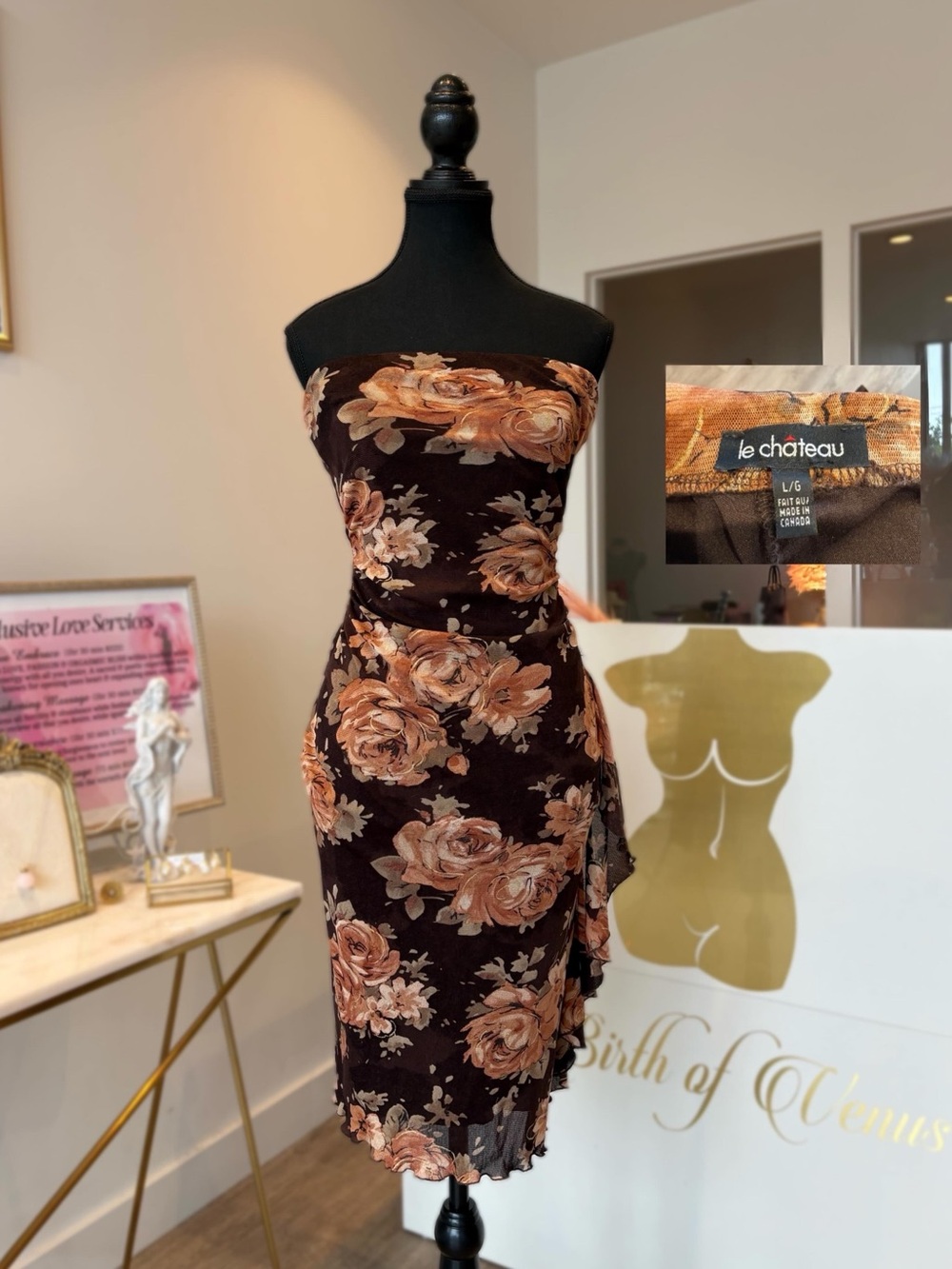 Le Château Strapless Floral Midi Dress – Size Large